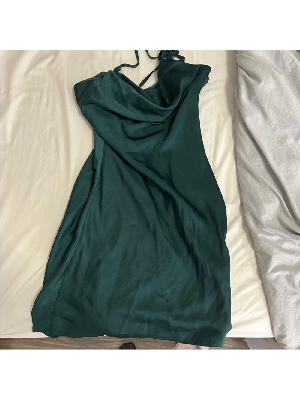 Sleeveless Cowl Neck Slip Dress in Deep Green